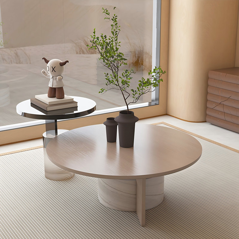 Solid Manufactured Wood Acrylic beige and black Coffee Table